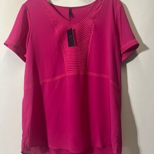 NYDJ Pink Boxy Short Sleeve Blouse